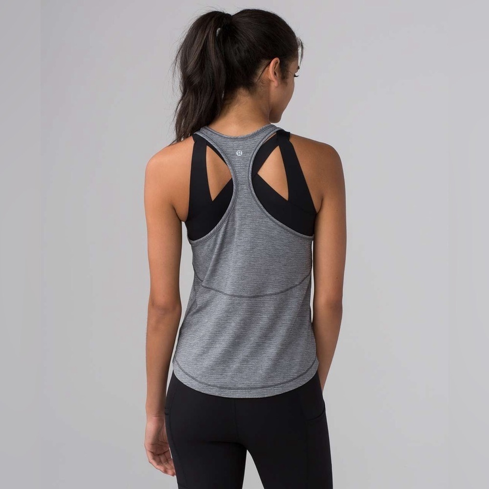 Lululemon Long Distance Tank in Heathered Black Size 6